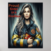 Stolze Schwester einer Feuerwehrrobotik Poster (Vorne)