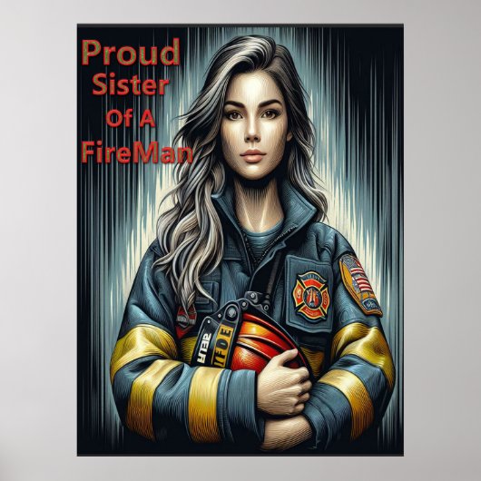 Stolze Schwester einer Feuerwehrrobotik Poster (Vorne)