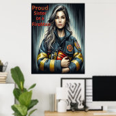 Stolze Schwester einer Feuerwehrrobotik Poster (Heimbüro)