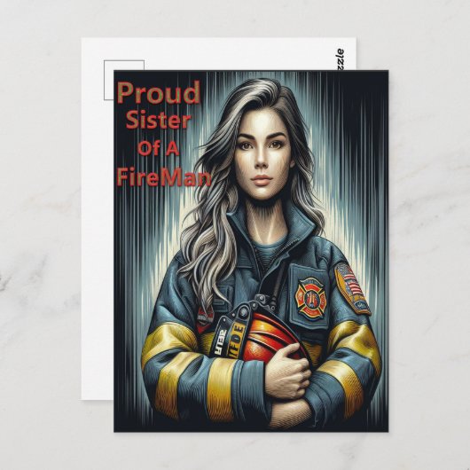 Stolze Schwester einer Feuerwehrrobotik Postkarte (Vorne/Hinten)