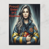 Stolze Schwester einer Feuerwehrrobotik Postkarte (Vorderseite)