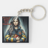 Stolze Schwester einer Feuerwehrrobotik Schlüsselanhänger (Rückseite)