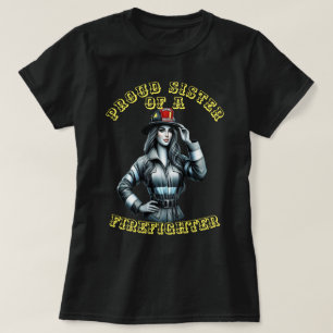 Stolze Schwester einer Feuerwehrrobotik T-Shirt