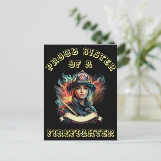Stolze Schwester eines FeuersKämpfe Fantasie W Postkarte (Stehend Vorderseite)