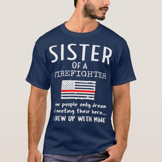 Stolze Schwester eines Feuerwehrmanns dünne rote L T-Shirt (Vorderseite)