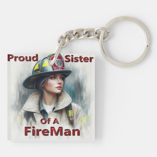 Stolze Schwester eines Feuerwehrschiffs Schlüsselanhänger (Rückseite)