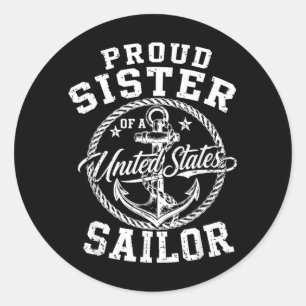 Stolze Schwester eines Matrosen US-Veteranen-Famil Runder Aufkleber