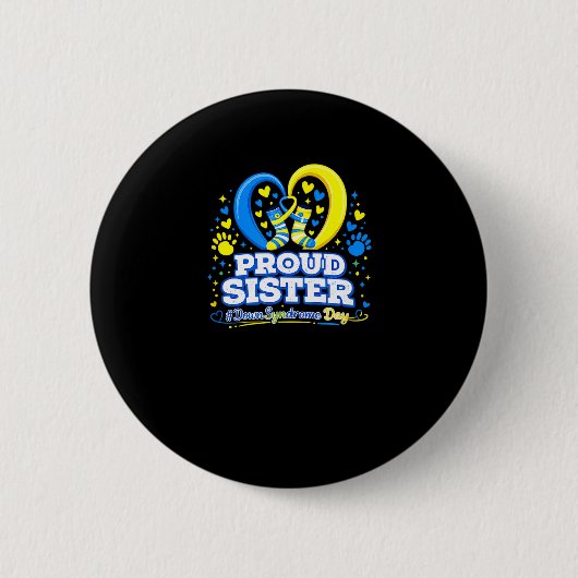 Stolze Schwester Welt-Down-Syndrom-Aufklärungstag Button (Vorderseite)