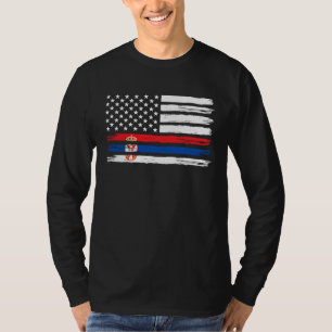 Stolze serbisch-amerikanische Flagge Serbien Erbe T-Shirt