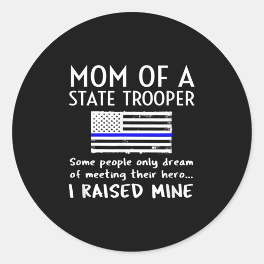 Stolze Staats-Trooper-Mutter Thin Blue Line Amer Runder Aufkleber (Vorderseite)