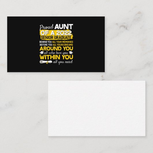 Stolze Summe eines Senior Graduate Senior 2022 Sen Visitenkarte (Vorne/Hinten)