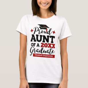 Stolze Tante eines 2022 Absolventen schwarzen rote T-Shirt