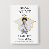 Stolze Tante eines Absolventen 2025 mit Foto & Nam Button (Vorderseite)