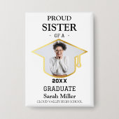 Stolze Tante eines Absolventen 2025 mit Foto & Nam Button (Vorderseite)