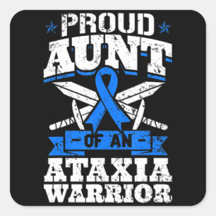 Stolze Tante eines Ataxia Krieger Bewusstsein Band Quadratischer Aufkleber