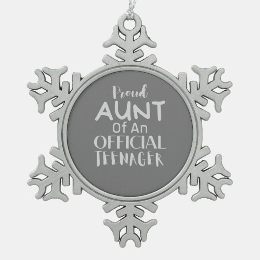 stolze Tante eines offiziellen Teenagers Schneeflocken Zinn-Ornament (Vorderseite)