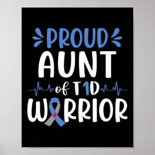 Stolze Tante T1d Krieger Diabetes Bewusstsein blau Poster