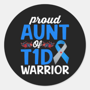 Stolze Tante T1d Warrior Survivor Diabetes Awaren Runder Aufkleber