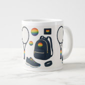 Stolze Tennisausrüstung für den Spielerstolz Jumbo-Tasse (Vorderseite Rechts)