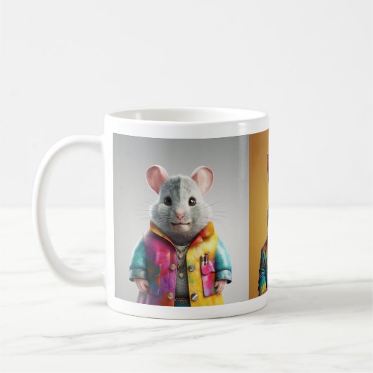 Stolze Tiere: Chinchilla, Bunny, Pinguin Kaffeetasse (Links)