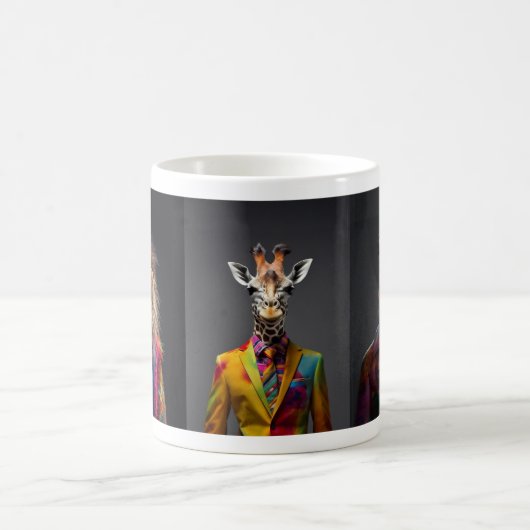Stolze Tiere: Löwe, Giraffe, Jaguar Kaffeetasse (Mittel)