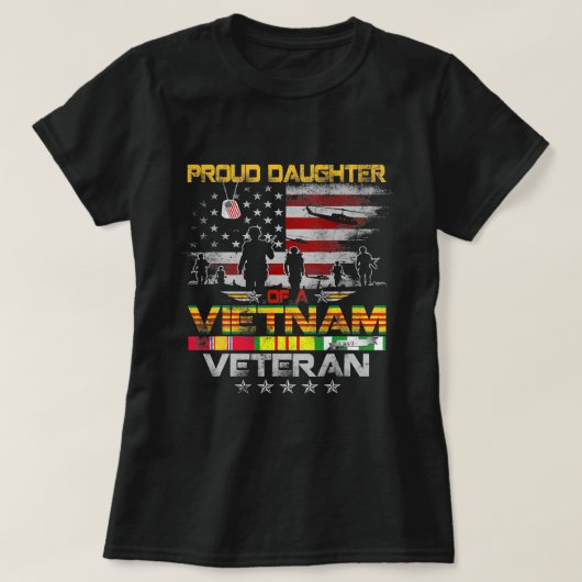 Stolze Tochter einer vietnamesischen Veteranenflag T-Shirt (Design vorne)