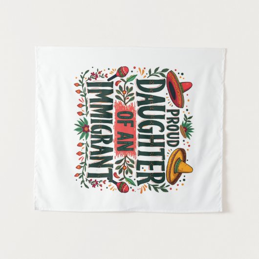 Stolze Tochter eines Immigranten aus Mexiko Wandteppich (Vorderseite (Horizontal))