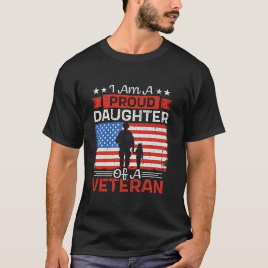 Stolze Tochter eines Veteranen Vaters Patriotic Ki T-Shirt (Vorderseite)