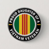 Stolze Tochter eines Vietnam-Tierarzt-Knopfes Button (Vorderseite)