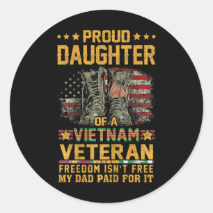 Stolze Tochter von Vietnam Veteran Patriotic Vet F Runder Aufkleber