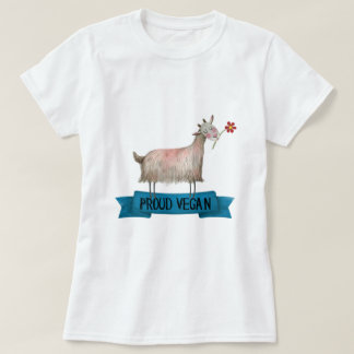 Stolze Vegane Niedliche Ziege mit Blume Illustrati T-Shirt