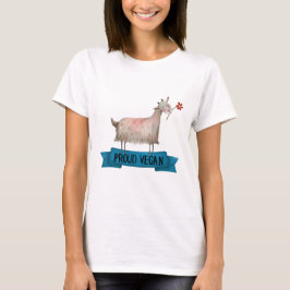 Stolze Vegane Niedliche Ziege mit Blume Illustrati T-Shirt