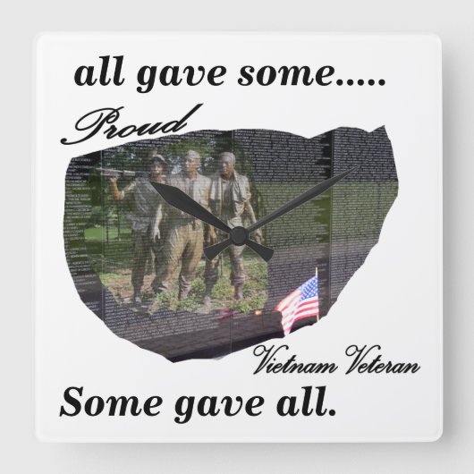 Stolze Vietnam-Veteranen-Uhr Quadratische Wanduhr (Vorderseite)