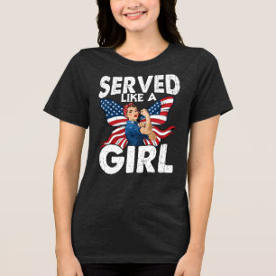 Stolze weibliche Veteraninnen leisteten Dienst wie Tri-Blend Shirt