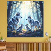„Stolze Wolfsfamilie im Einklang der Natur“ Leinwanddruck (Insitu (Wohnzimmer))