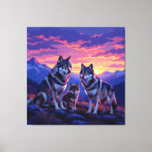 „Stolze Wolfsfamilie im Einklang der Natur“ Leinwanddruck (Vorderseite)