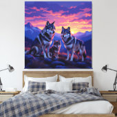 „Stolze Wolfsfamilie im Einklang der Natur“ Leinwanddruck (Insitu (Schlafzimmer))