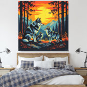 „Stolze Wolfsfamilie im Einklang der Natur“ Leinwanddruck (Insitu (Schlafzimmer))