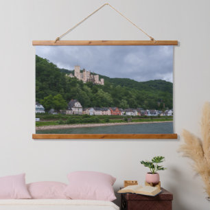 Stolzenfels Burg - Farben unter dem Schloss Wandteppich Mit Holzrahmen