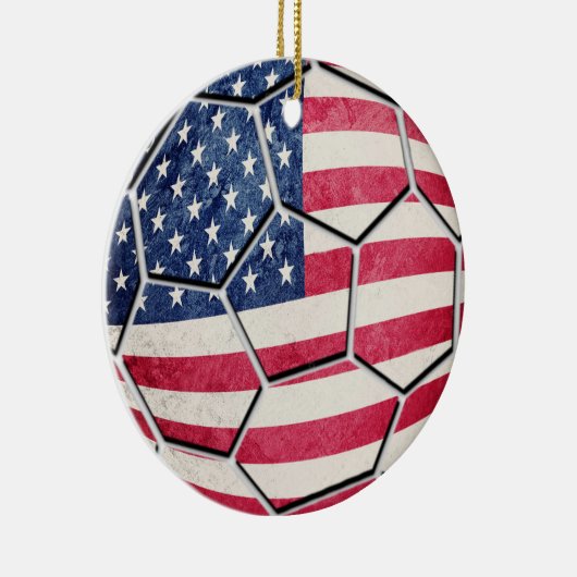 Stolzer Amerikaner USA-Flaggen-Fußball Keramik Ornament (Rechts)
