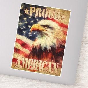 Stolzer Amerikaner. Weißkopfseeadler und Flagge de Aufkleber