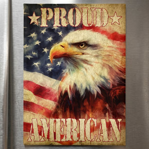 Stolzer Amerikaner. Weißkopfseeadler und Flagge de Magnet