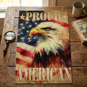 Stolzer Amerikaner. Weißkopfseeadler und Flagge de Puzzle