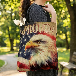 Stolzer Amerikaner. Weißkopfseeadler und Flagge de Tasche