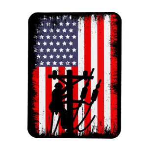 Stolzer amerikanischer Leitungsmonteur Patriotisch Magnet