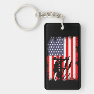 Stolzer amerikanischer Leitungsmonteur Patriotisch Schlüsselanhänger