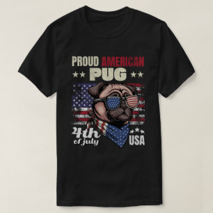 Stolzer amerikanischer Mops zum 4. Juli USA Hunde T-Shirt