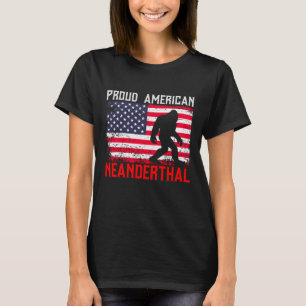 Stolzer amerikanischer Neandertaler USA-Flagge & T-Shirt