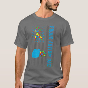 Stolzer Autism-Vater Amerikanische Flagge USA Auti T-Shirt