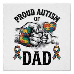 Stolzer Autism-Vater Vintage-Gravur-Bewusstsein-Sh Poster